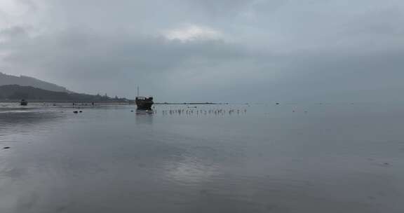 海陵岛瓦晒湾网红赶海圣地航拍