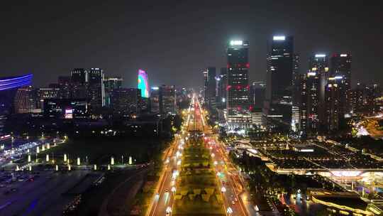 航拍成都天府新城成都CBD天府大道夜景