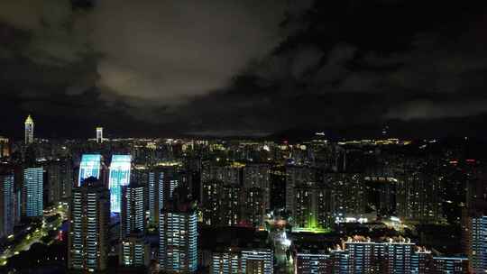 浙江温州城市夜景灯光航拍