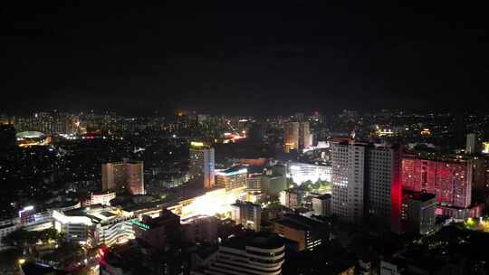 广西玉林城市风光玉林夜景航拍