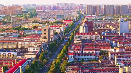 东北辽宁盘锦城市风景航拍街道