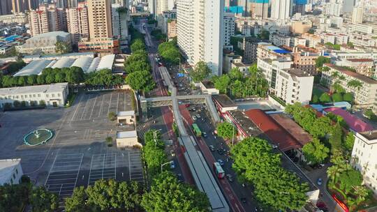 广西南宁城市公交BRT道路航拍