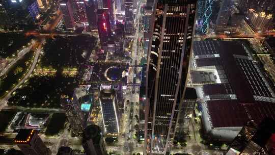 深圳夜晚夜景平安金融中心航拍城市地标高楼