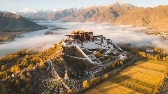 拉萨布达拉宫航拍全景