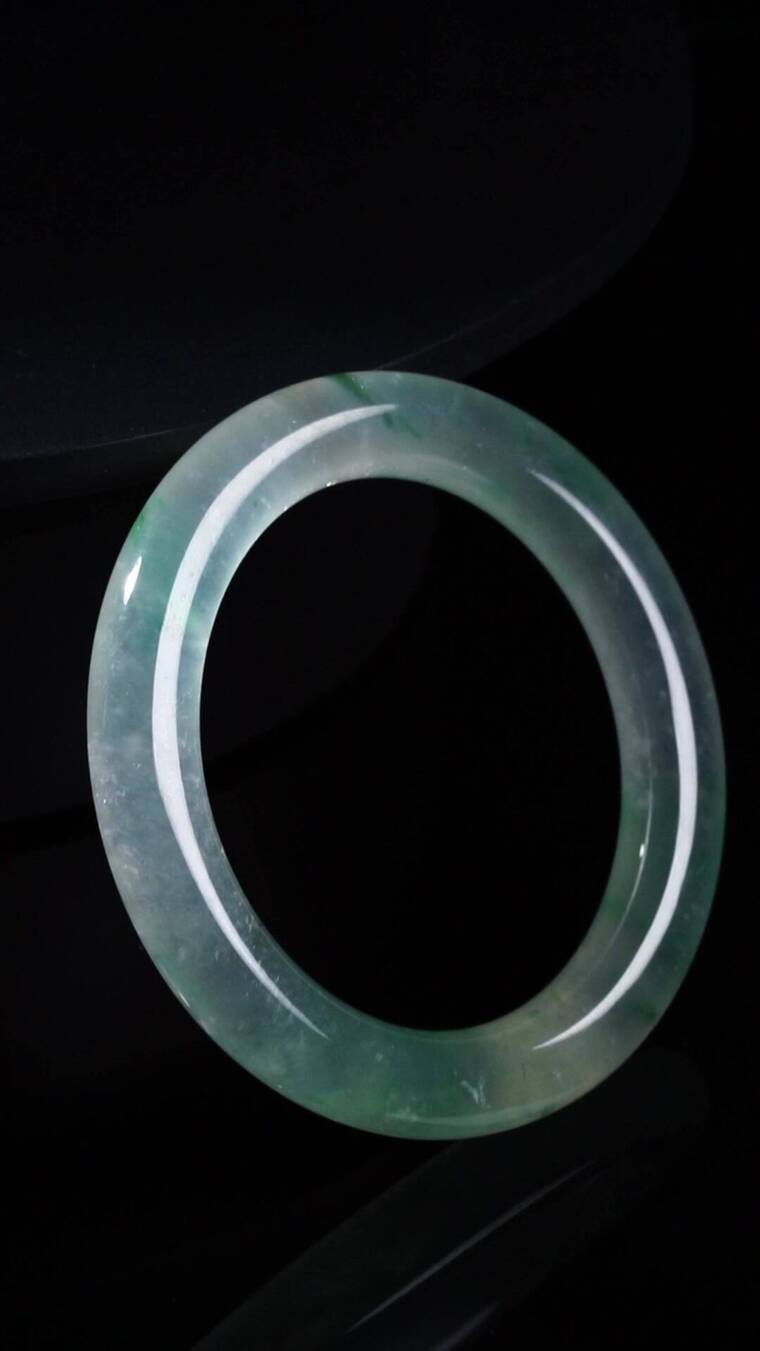 冰飘绿手镯圆边