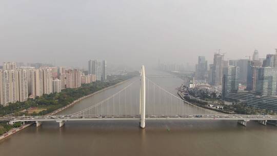 航拍广州城市风光珠江两岸视频素材模板下载