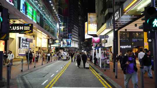 香港街头行人街道人流步行街人群人来人往