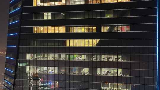 上海陆家嘴夜景航拍环球金融中心高楼大厦城视频素材模板下载
