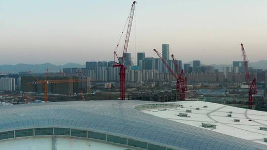 浙江杭州西站枢纽在建设工程4K航拍