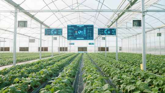 现代农业温室大棚蔬菜种植场景