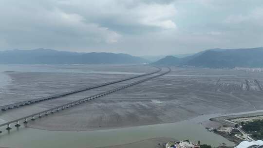 跨海大桥航拍宁德滨海特大桥沈海复线高速路