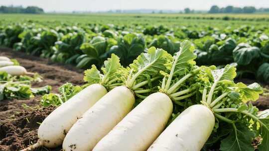田地里新鲜白萝卜