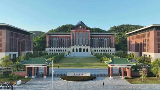 深圳光明区中山大学校区航拍学校建筑风光