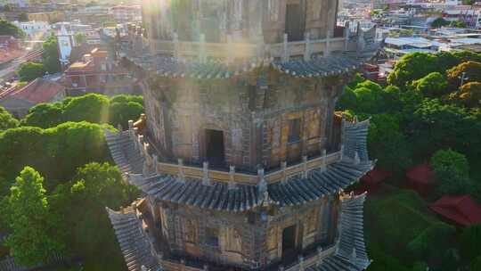 泉州市开元寺鲤城区大景全景航拍泉州古城福