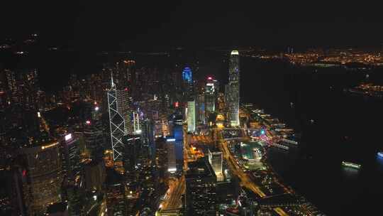 环绕香港CBD夜景航拍视频4K30P