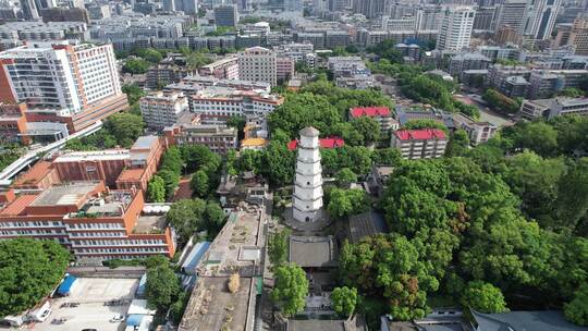 福建福州定光寺定光塔地标建筑白塔航拍视频素材模板下载