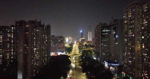 城市夜景 马路航拍