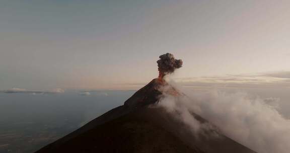 火山，烟雾，危地马拉，火地岛