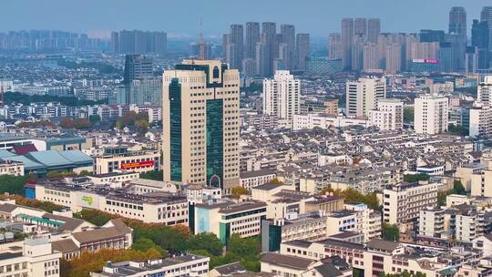 浙江绍兴越城区航拍城市风景风光素材