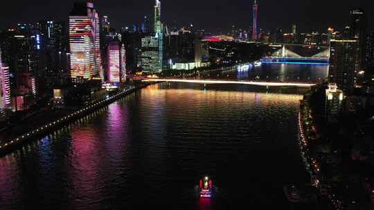 广州都市夜景航拍视频素材模板下载