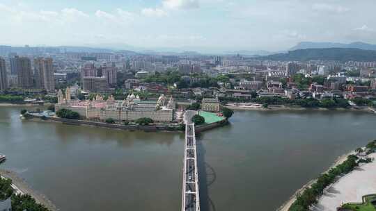 航拍福州闽江解放大桥视频素材模板下载