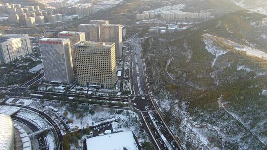 航拍山东济南城市建设