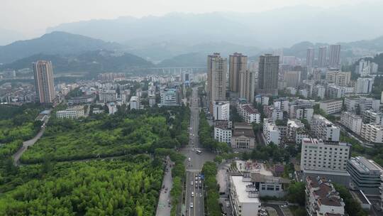 航拍湖北宜昌秭归县全景