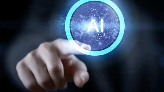 手指点击AI虚拟按钮画面