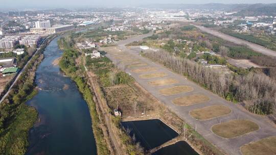 航拍湖北宜昌西陵区乡村建设