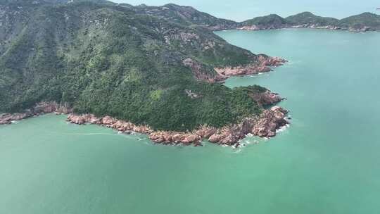 海岛山峦海岸航拍全景