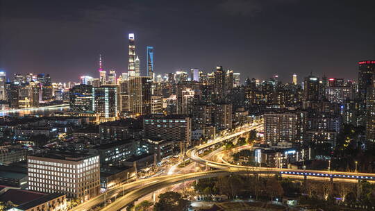 上海夜景车流延时