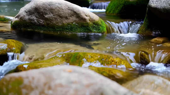 山间清澈溪水流淌