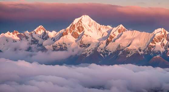 雪山云雾阳光山峰云海日出自然生态环境风景