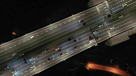 航拍广州南沙大桥立交桥夜景视频素材模板下载