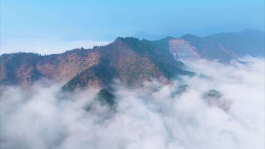 浙江衢州开化山区农村云海风景风光航拍延时