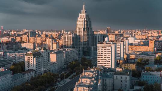 航拍莫斯科城市建筑景观