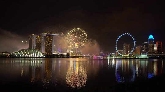 新加坡市区国庆日烟花表演
