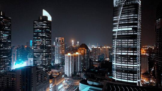 上海徐家汇夜景航拍视频素材模板下载