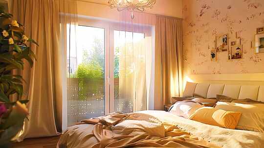 阳光房 温馨室内少女房间睡房室内温暖的家