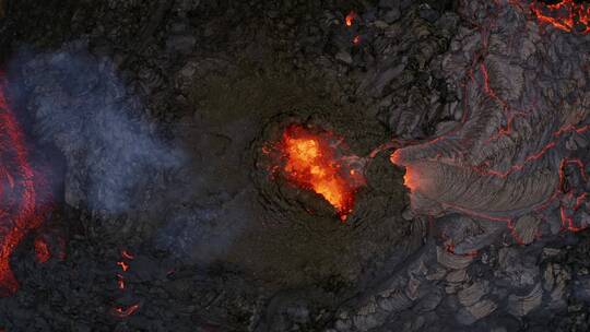 航拍火山熔岩的景观