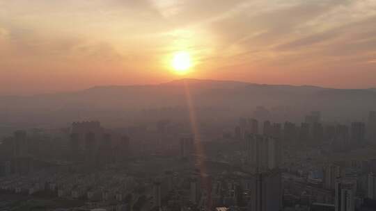 江苏连云港日出彩霞航拍