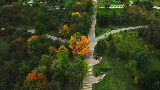 航拍秋季公园景观视频素材模板下载
