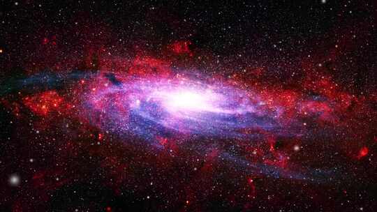 4K-红色星空背景银河系