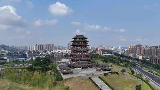 四川宜宾宜宾东楼地标建筑航拍