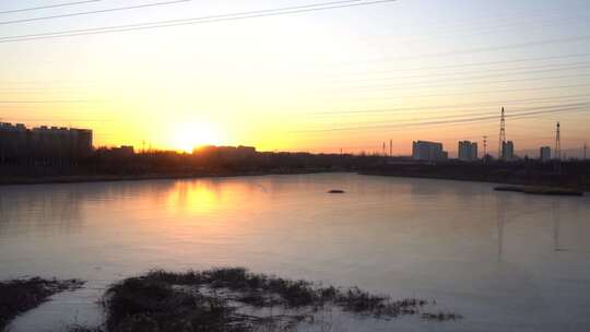 夕阳 日落 水面 黄昏 落日 余晖