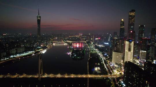 广州珠江新城猎德大桥二沙岛CBD夜景