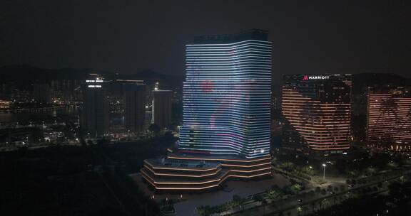 厦门海沧文广集团大厦海沧大道泰地夜景航拍