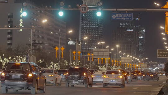 新年城市街道 新年城市夜景