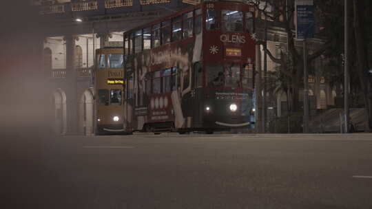 香港中环马路街景夜景