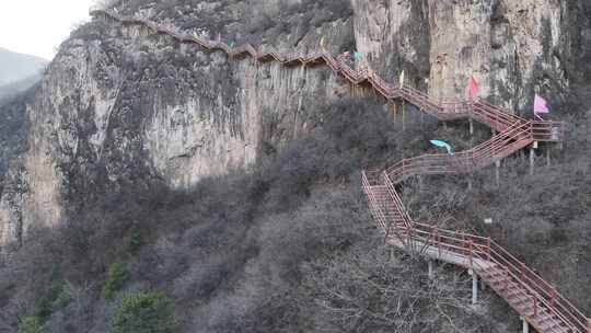 航拍 航拍忽忽水景区天梯 玻璃栈道